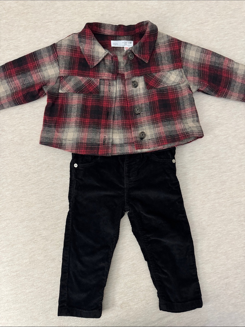 Zara Plaid shirt & Black Corduroy Pants